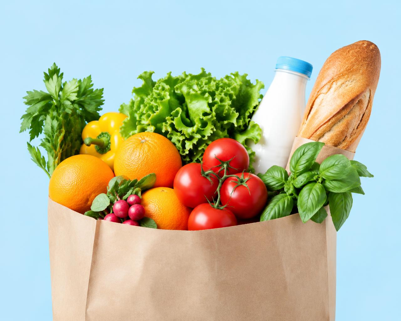 Bag of fresh groceries